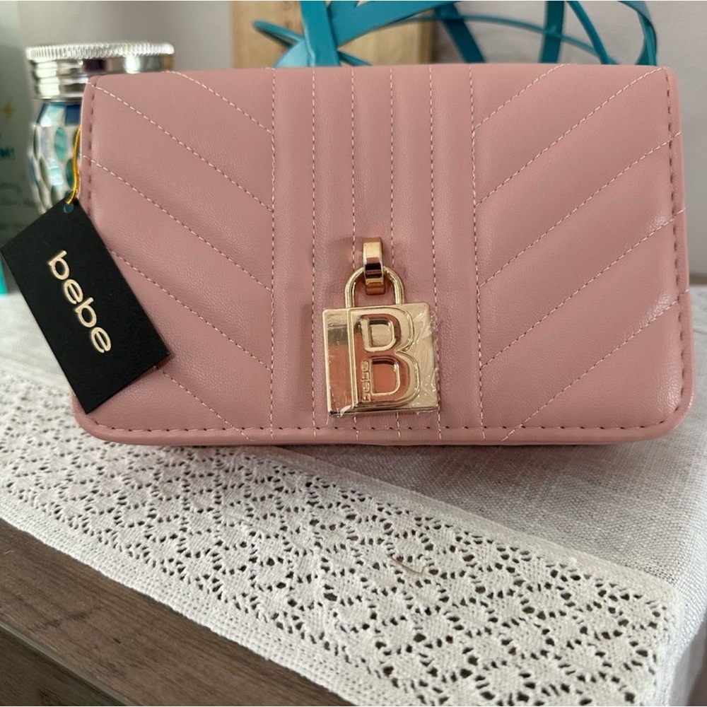Bebe Blush Quilted Clutch